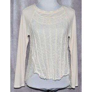 Vintage Almost Famous Cream Crochet and knit Boho Sweater - Size Small